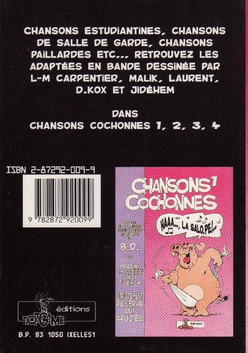 Verso de l'album Chansons cochonnes Best of Chansons cochonnes