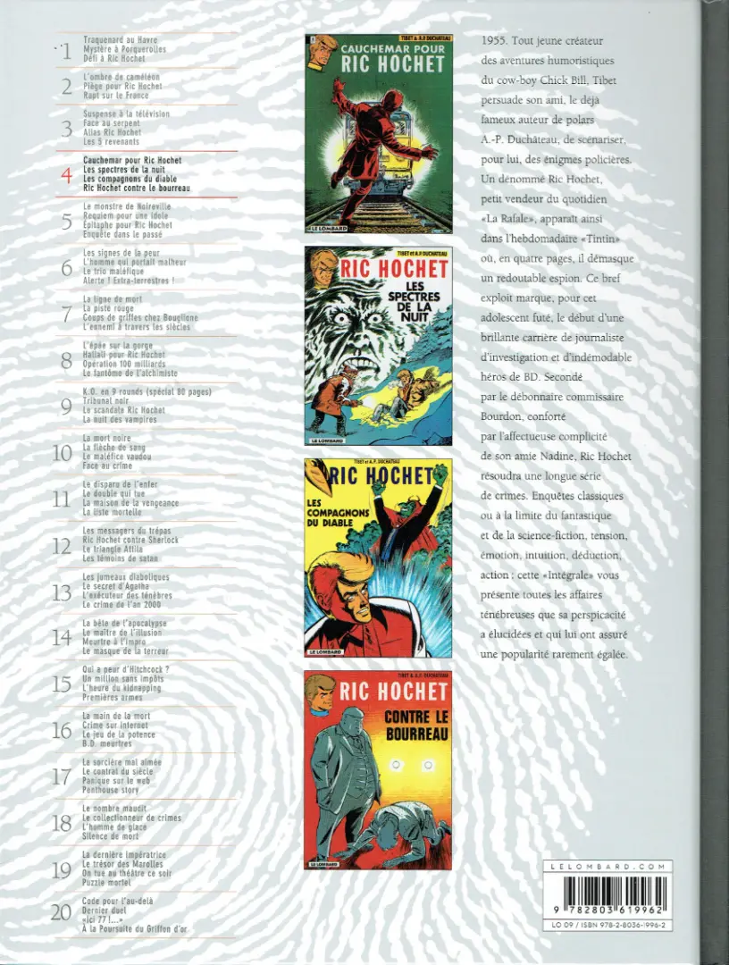 Verso de l'album Ric Hochet Intégrale Tome 4