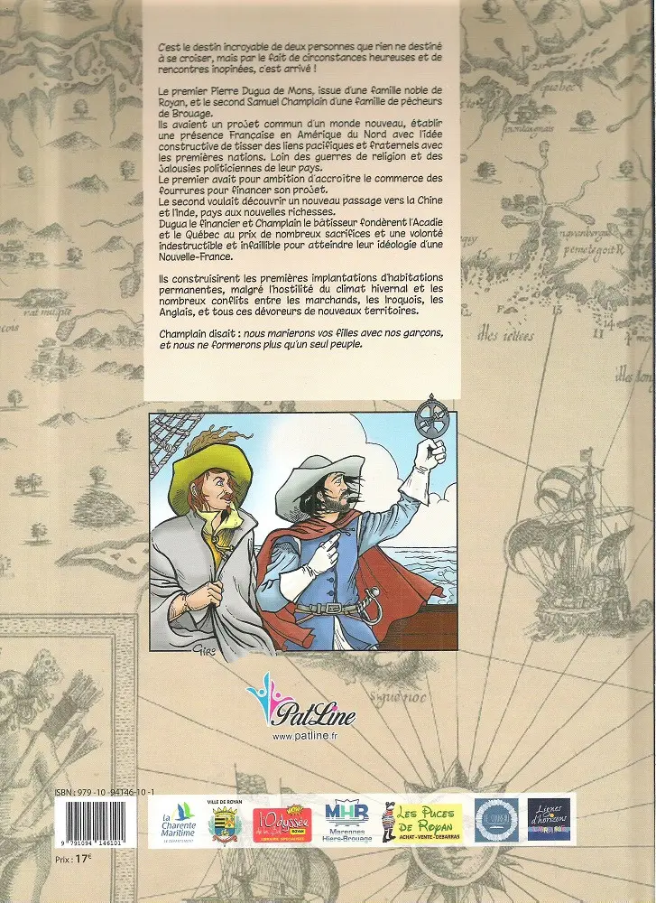 Verso de l'album En route pour la Nouvelle France