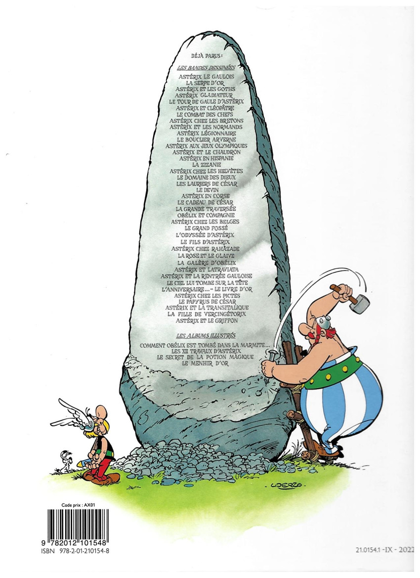 Verso de l'album Astérix Tome 22 La grande traversée