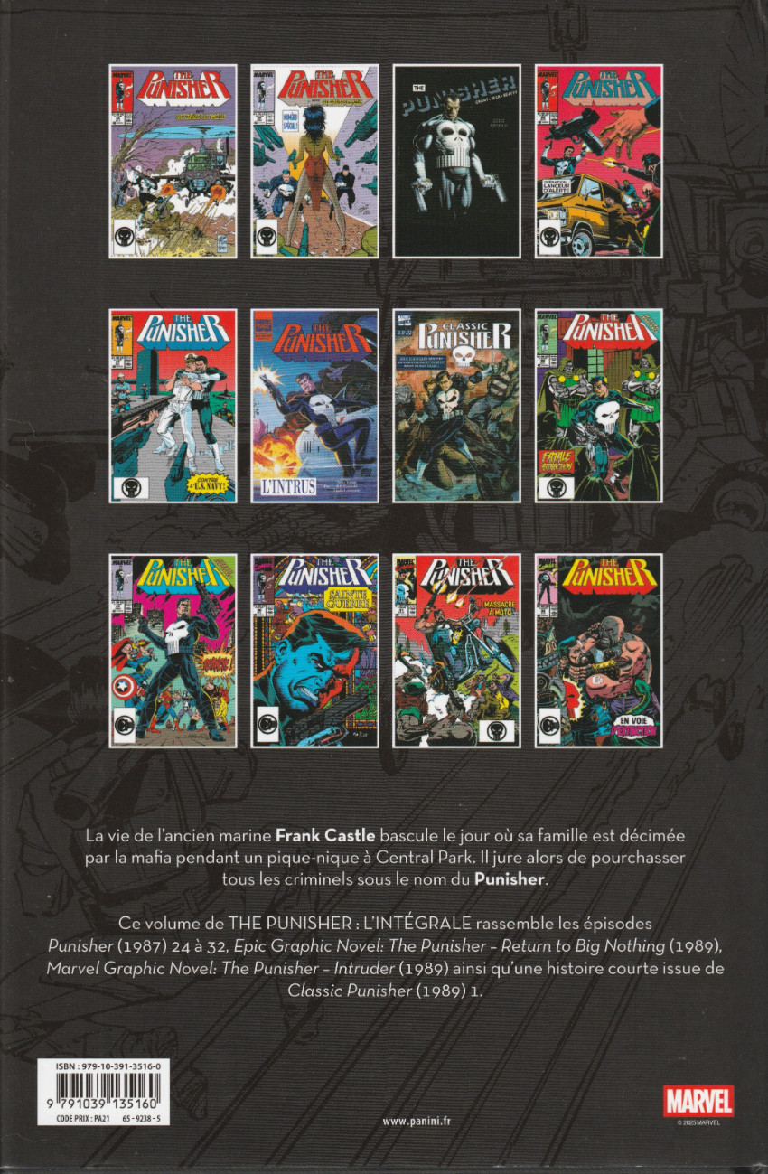 Verso de l'album The Punisher - L'intégrale Tome 5 1989-1990