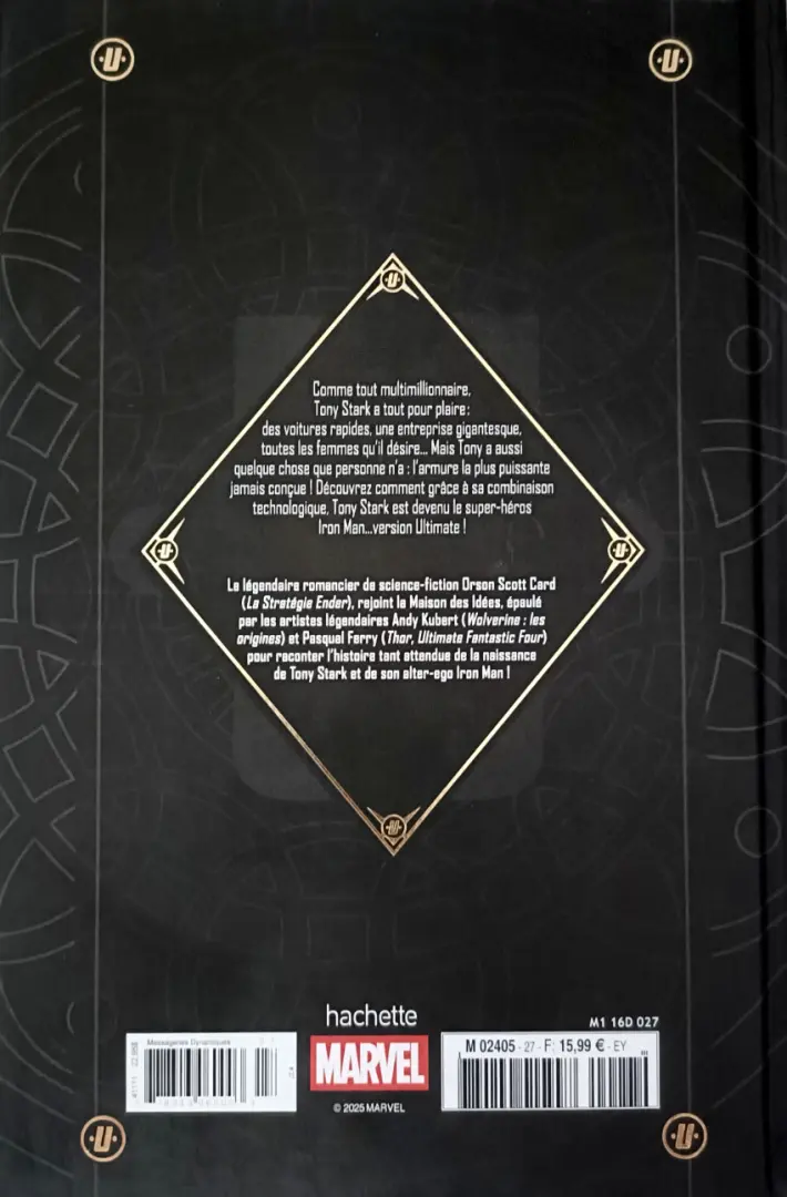 Verso de l'album Marvel Ultimate 27 Iron Man - Biographie non autorisée