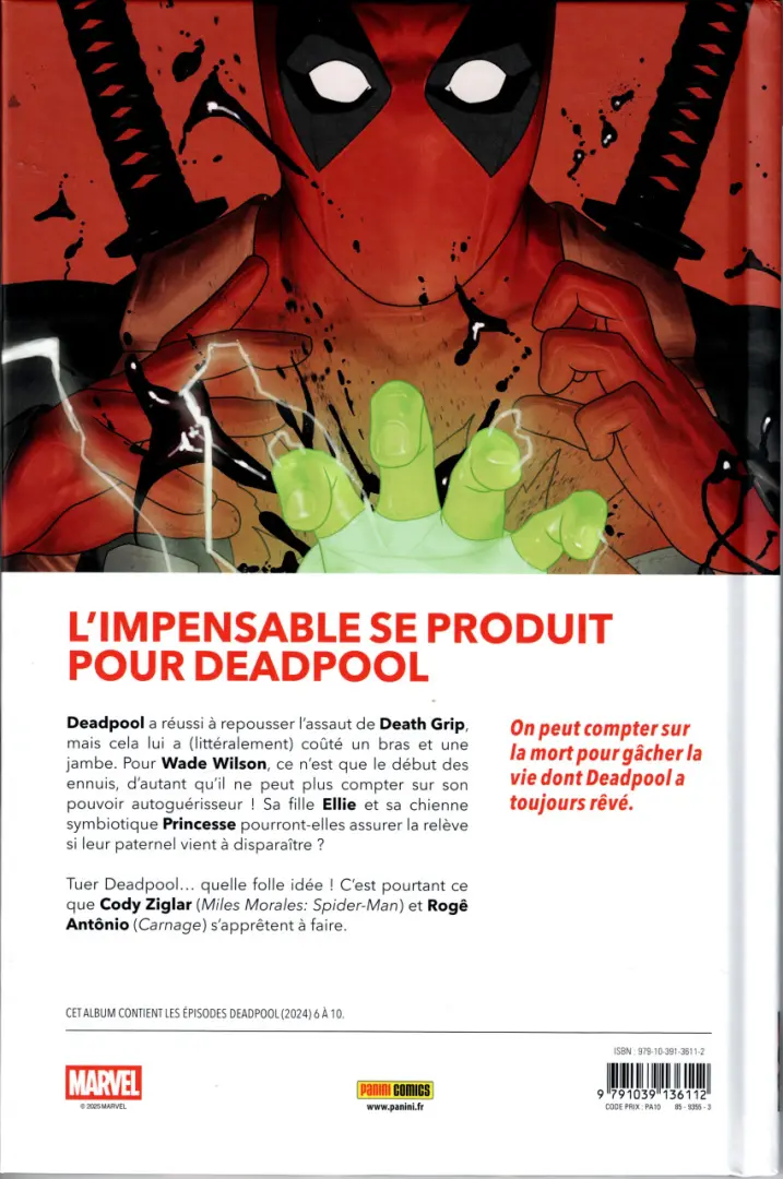 Verso de l'album Deadpool 2 La mort de Wade Wilson