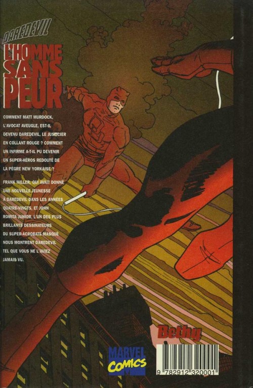 Verso de l'album Daredevil Tome 1 L'homme sans peur