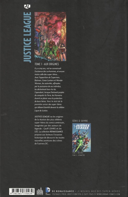 Verso de l'album Justice League Tome 1 Aux origines