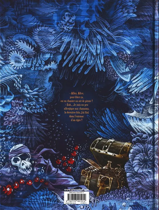 Verso de l'album Alice au pays des singes Livre II