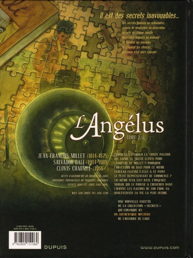 Verso de l'album Secrets - L'Angélus Tome 2/2