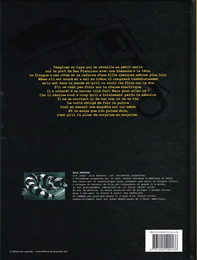 Verso de l'album Trou de mémoire Tome 1 Gila Monster