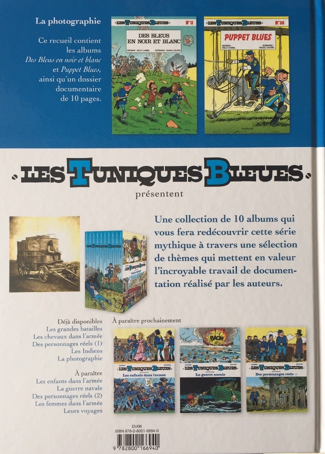 Verso de l'album Les Tuniques Bleues présentent 5 La photographie