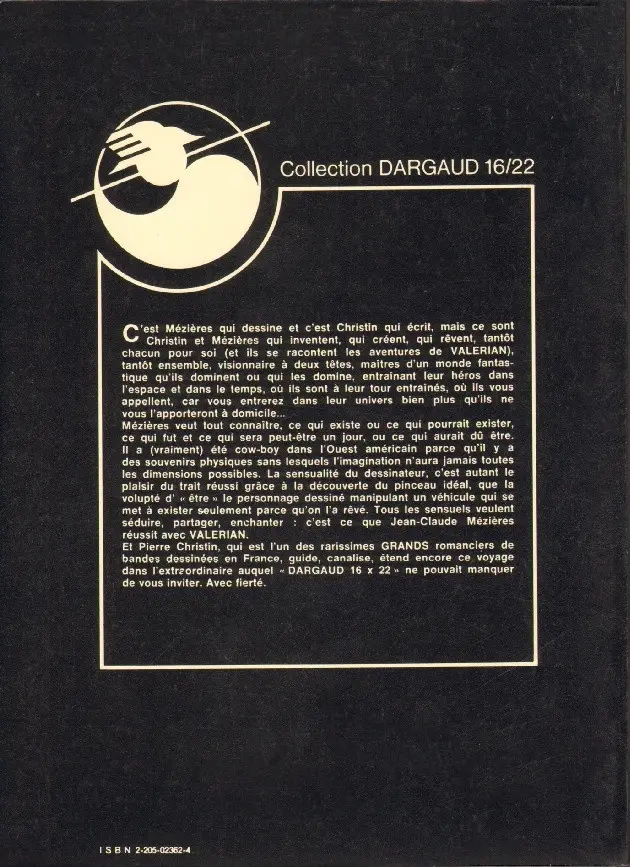 Verso de l'album Valérian Tome 7 L'ambassadeur des ombres