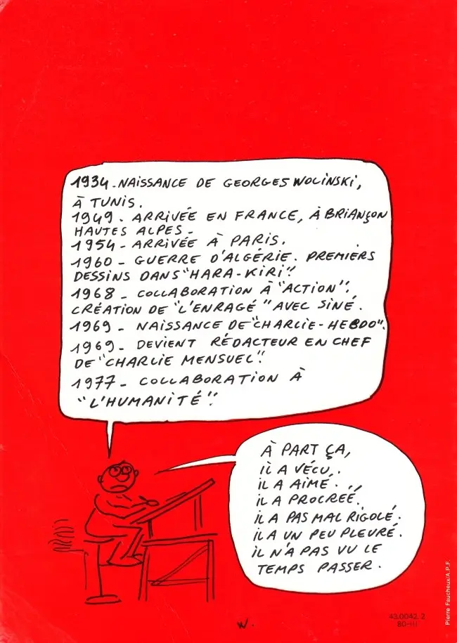 Verso de l'album Wolinski dans l'Huma Tome 3 Wolinski dans l'Huma (1979)