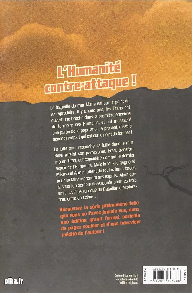Verso de l'album L'Attaque des Titans Édition Colossale 2