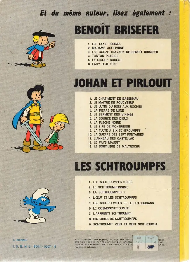 Verso de l'album Benoît Brisefer Tome 6 Lady d'Olphine