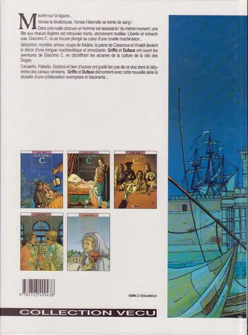 Verso de l'album Giacomo C. Tome 1 Le masque dans la bouche d'ombre