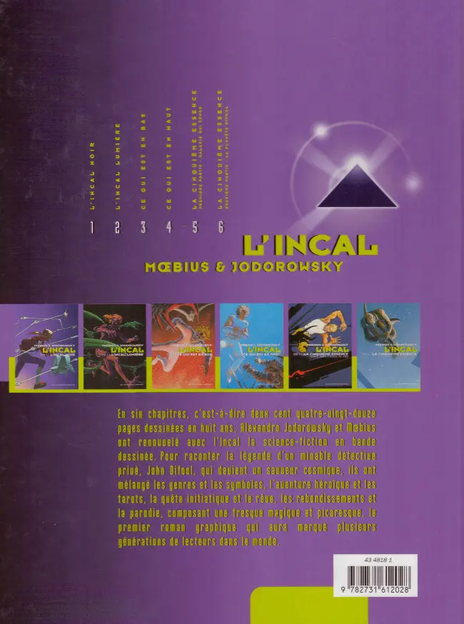 Verso de l'album L'Incal Tome 5 La Cinquième Essence - Première partie - Galaxie qui songe
