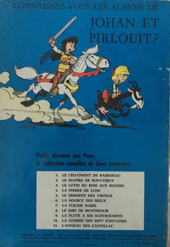 Verso de l'album Johan et Pirlouit Tome 7 La flèche noire