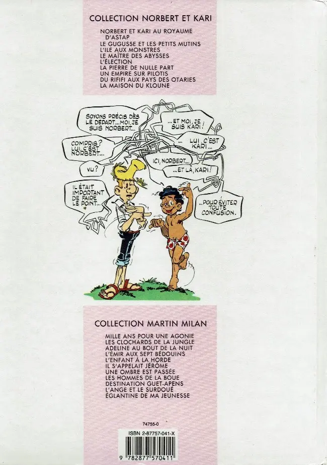 Verso de l'album Norbert et Kari Tome 3 L'île aux monstres