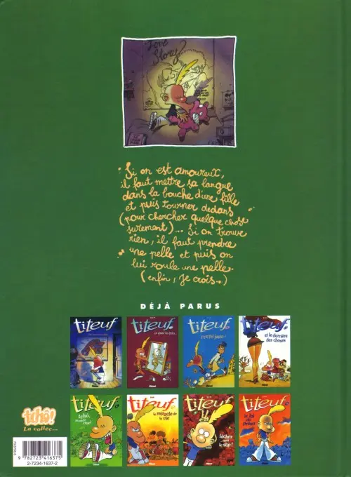 Verso de l'album Titeuf Tome 2 L'amour, c'est pô propre…