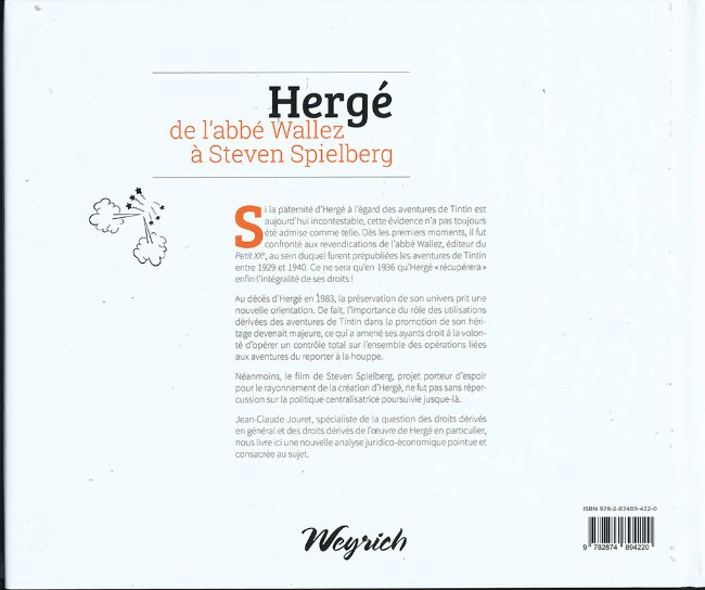 Verso de l'album Hergé de l'abbé Wallez à Steven Spielberg