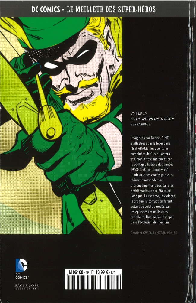 Verso de l'album DC Comics - Le Meilleur des Super-Héros Volume 49 Green Lantern/ Green Arrow - Sur la Route