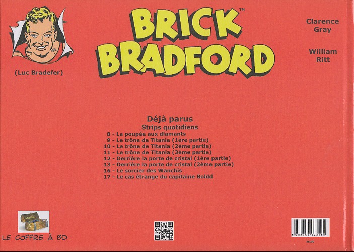 Verso de l'album Brick Bradford Strips quotidiens Tome 13 Derrière la porte de cristal (2ème partie)