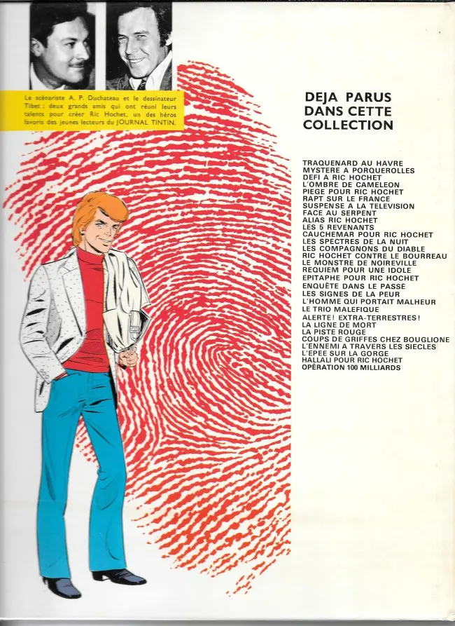 Verso de l'album Ric Hochet Tome 12 Les spectres de la nuit
