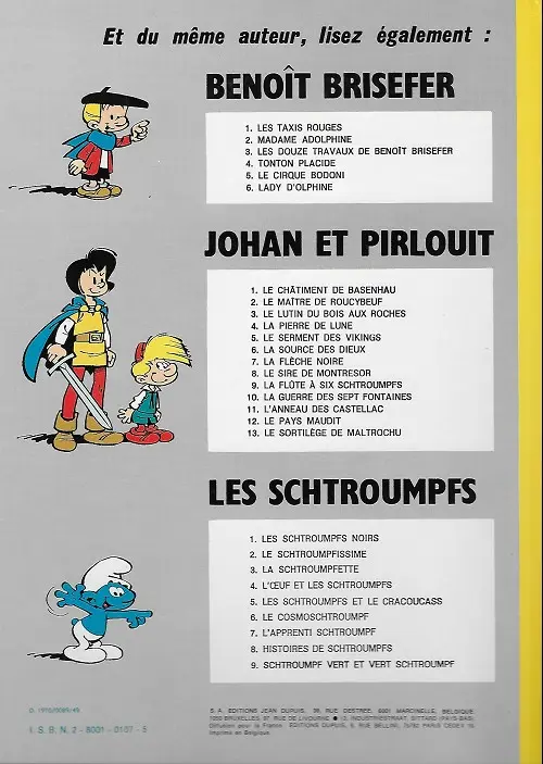 Verso de l'album Johan et Pirlouit Tome 13 Le sortilège de maltrochu