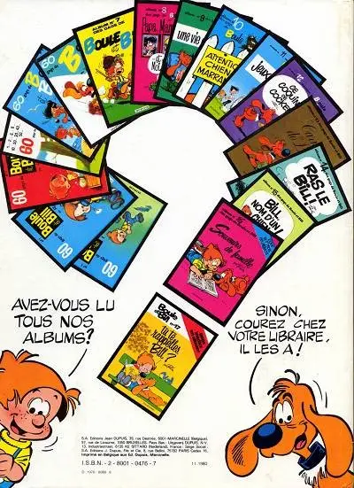 Verso de l'album Boule & Bill Tome 12 Ce coquin de cocker