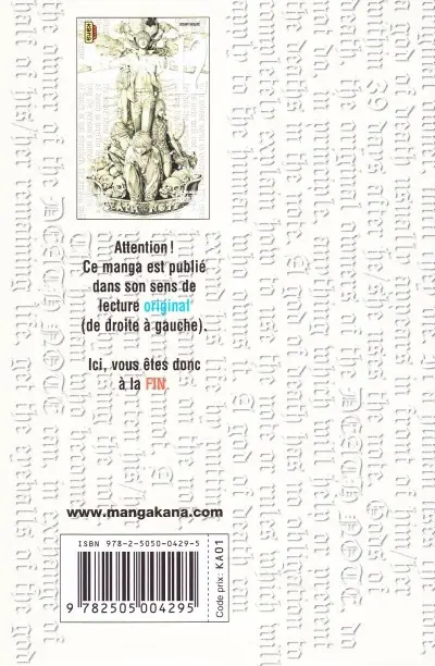 Verso de l'album Death note 12