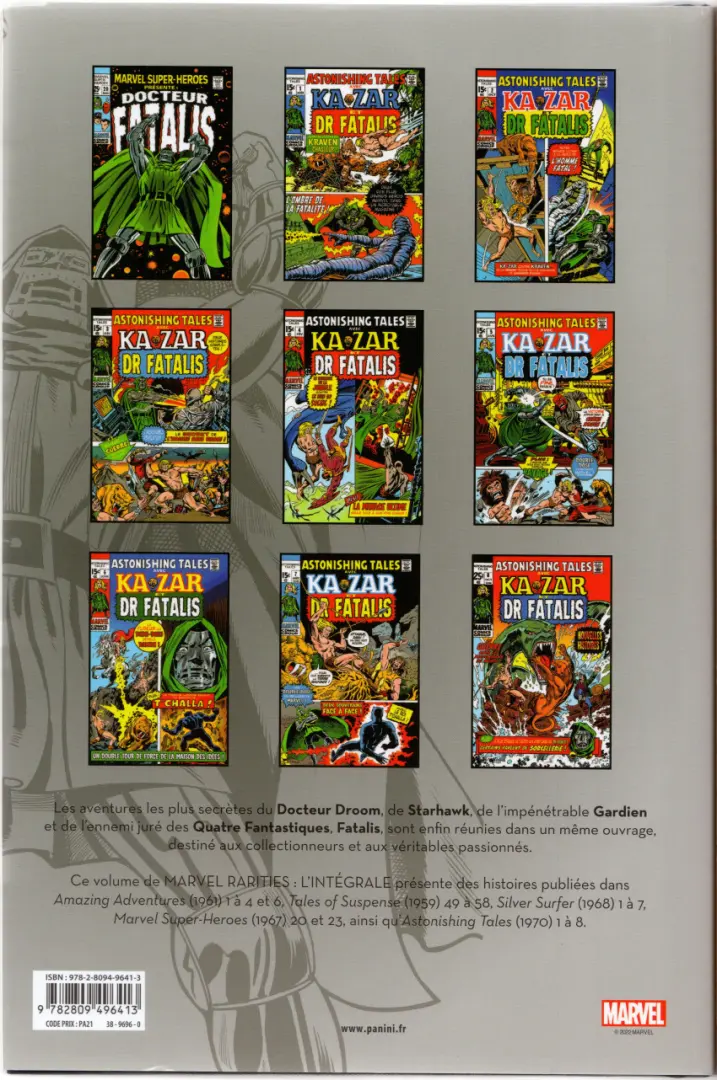 Verso de l'album Marvel Rarities Tome 1 1961-1971