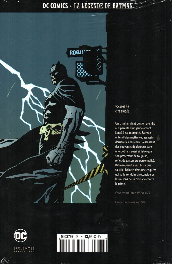 Verso de l'album DC Comics - La Légende de Batman Volume 98 Cité brisée