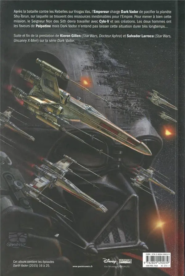 Verso de l'album Star Wars - Dark Vador La guerre Shu-Torun