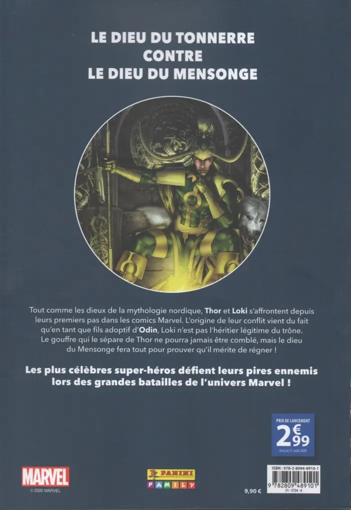 Verso de l'album Marvel - Les Grandes Batailles Tome 8 Thor VS Loki