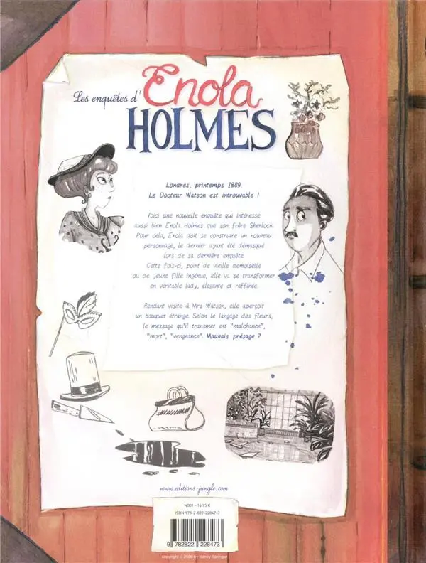 Verso de l'album Les Enquêtes d'Enola Holmes Tome 3 Le mystère des pavots blancs