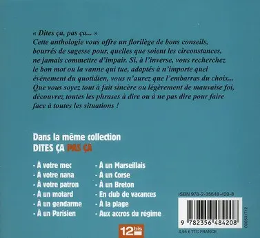 Verso de l'album Dites ça, pas ça ! Au camping pour éviter tout malentendu !
