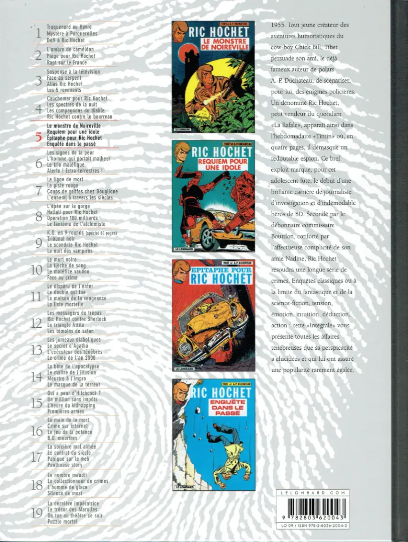 Verso de l'album Ric Hochet Intégrale Tome 5