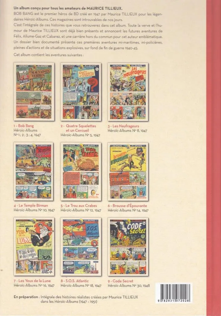 Verso de l'album Les aventures de Bob Bang 1947 - 1948