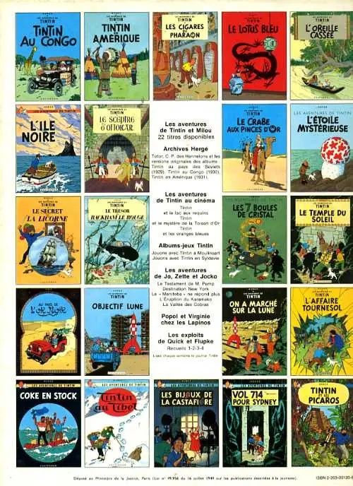 Verso de l'album Tintin Tome 21 Les bijoux de la Castafiore