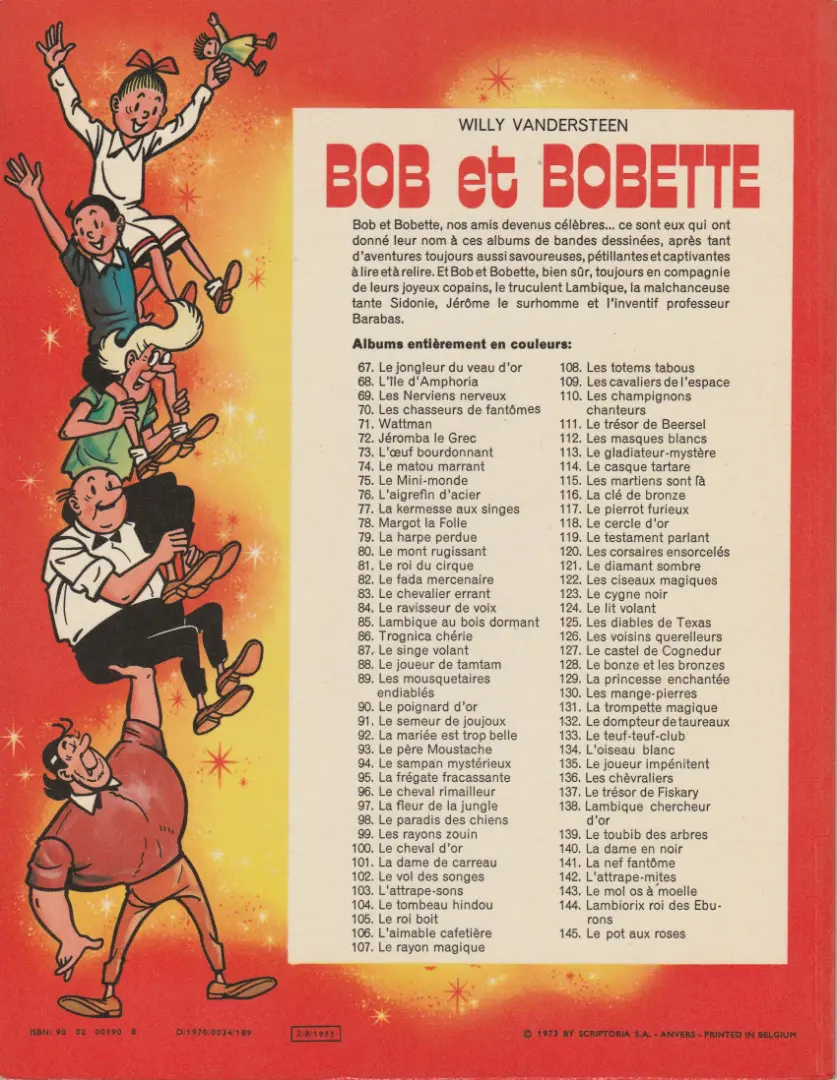 Verso de l'album Bob et Bobette Tome 108 Les totems tabous