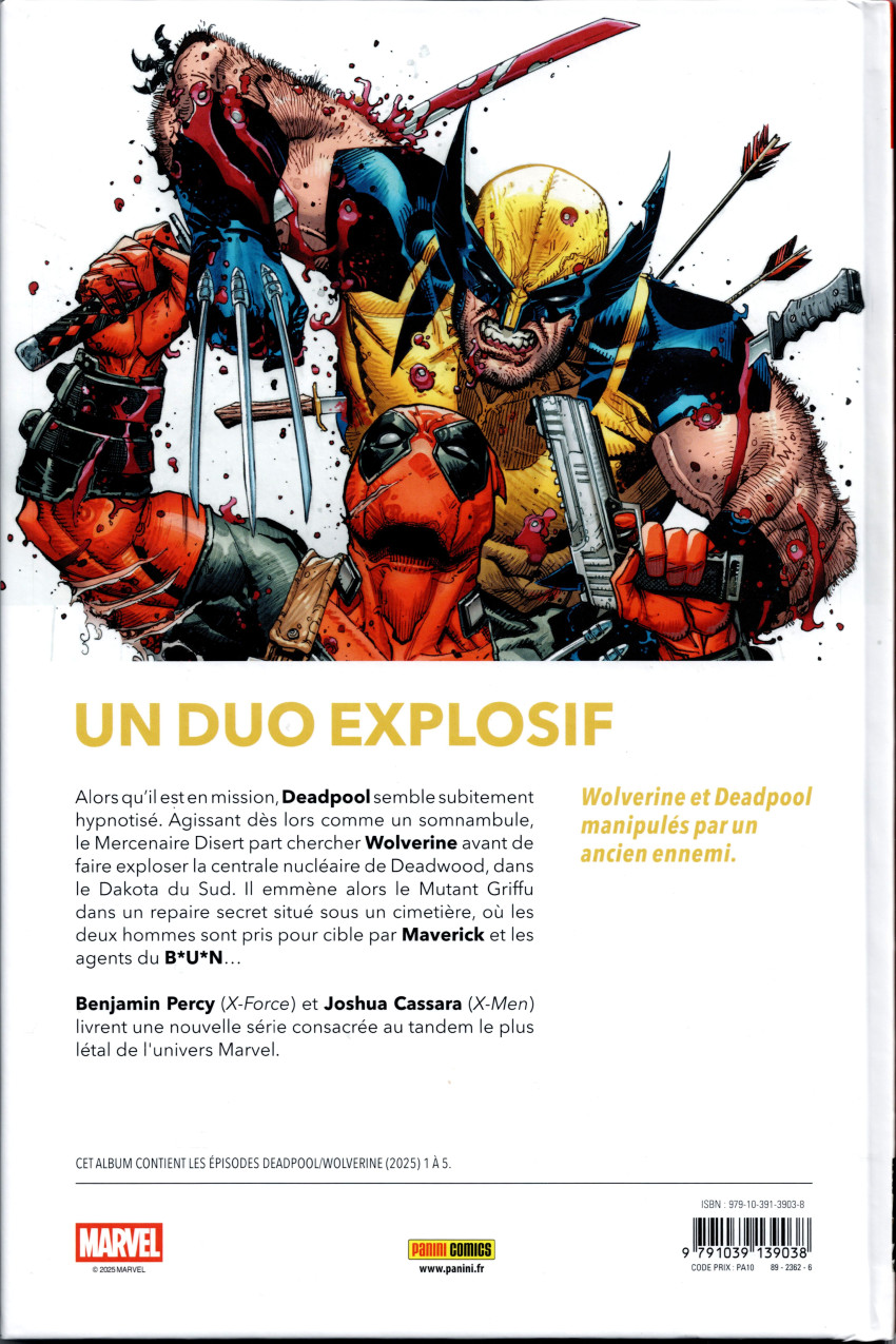 Verso de l'album Deadpool / Wolverine 1 L'ère de Stryfe