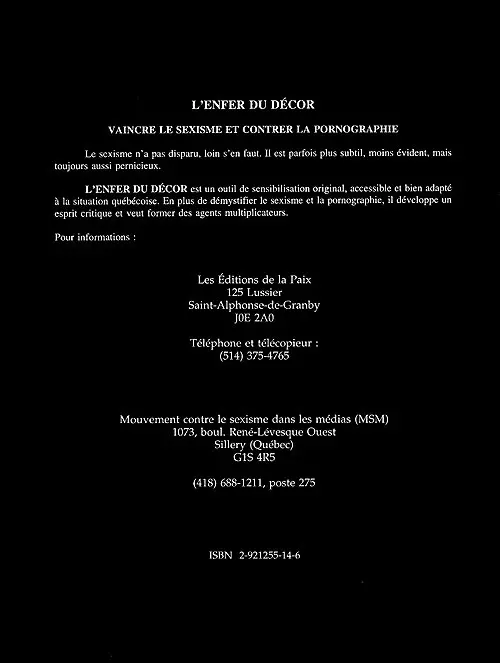 Verso de l'album L'Enfer du décor