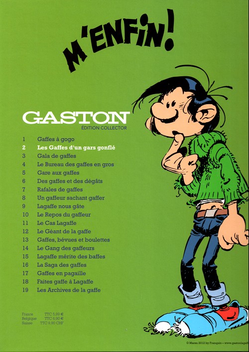 Verso de l'album Gaston Édition Collector (Télé 7 jours) Tome 2 Les gaffes d'un gars gonflé