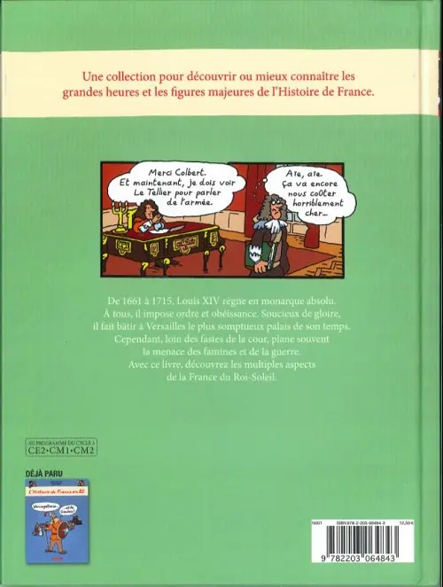 Verso de l'album L'Histoire de France en BD 1 Louis XIV... ...et Versailles !
