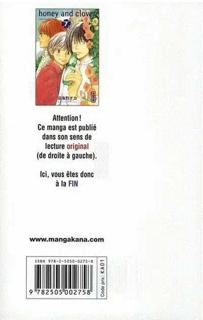 Verso de l'album Honey and clover 7