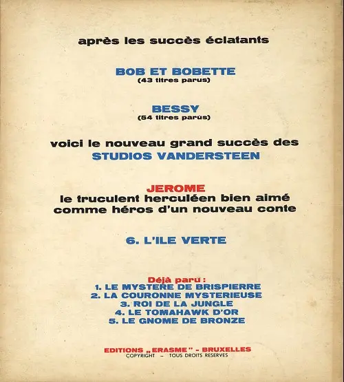 Verso de l'album Jérôme Tome 6 L'île verte