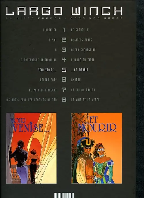 Verso de l'album Largo Winch Tome 5 Voir Venise... / ...Et mourir