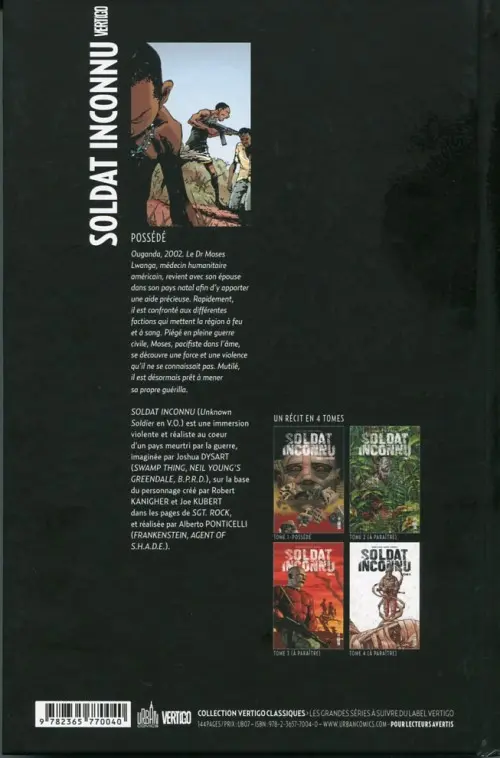 Verso de l'album Soldat inconnu Tome 1 Possédé