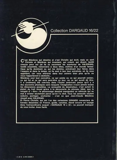 Verso de l'album Valérian Tome 8 Sur les Terres truquées