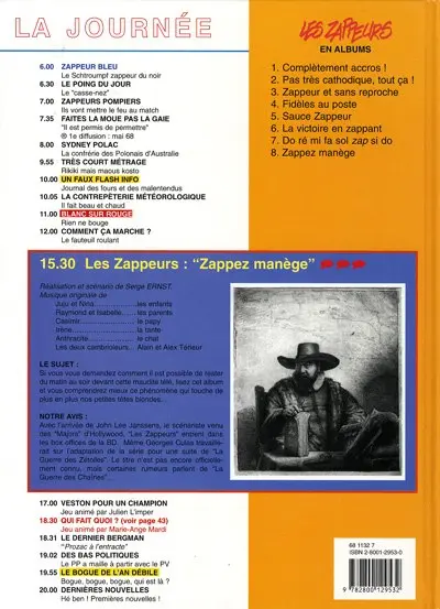 Verso de l'album Les Zappeurs Tome 8 Zappez manège