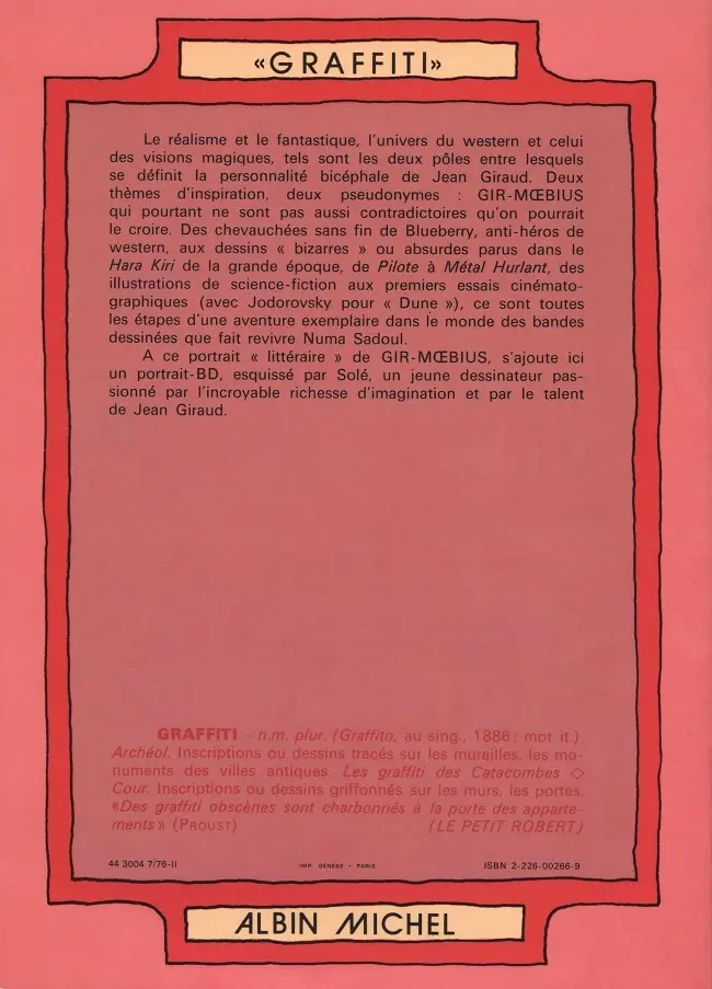 Verso de l'album Mister Mœbius et docteur Gir
